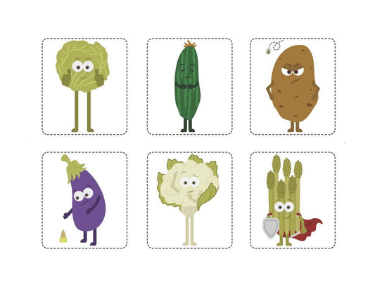 Veggie Emotion Punch-Out Cards
